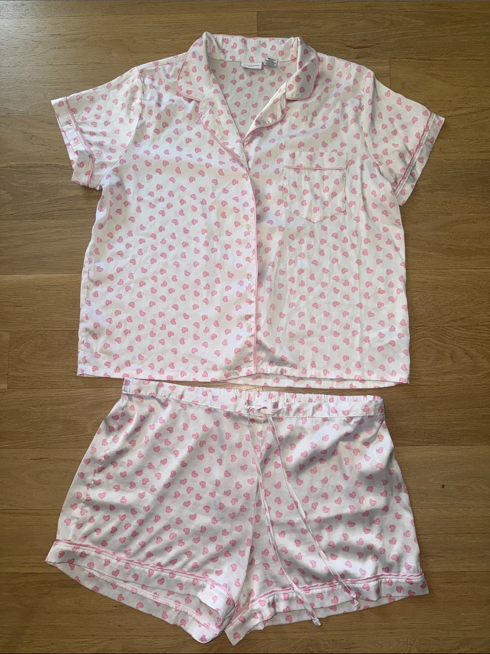 Tabitha Webb Women’s Pink Heart Printed Sleep Top & Shorts Sz XL
